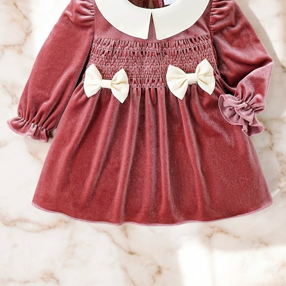 💖Velvet Dress with Bows and Peter Pan Collar💖